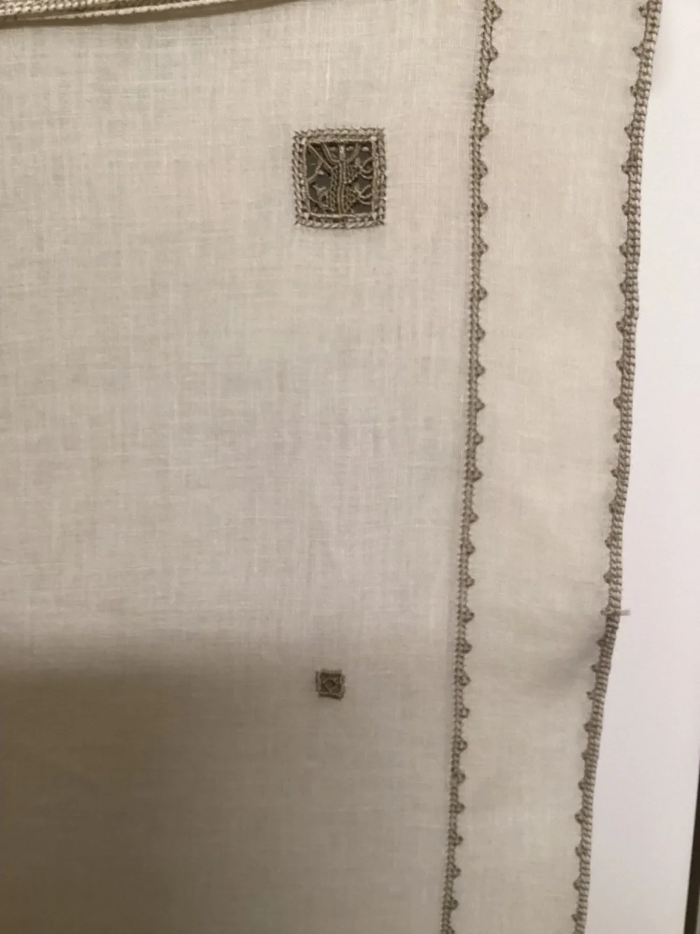 Vintage linen tablecloth, 88” x 44”, Cream